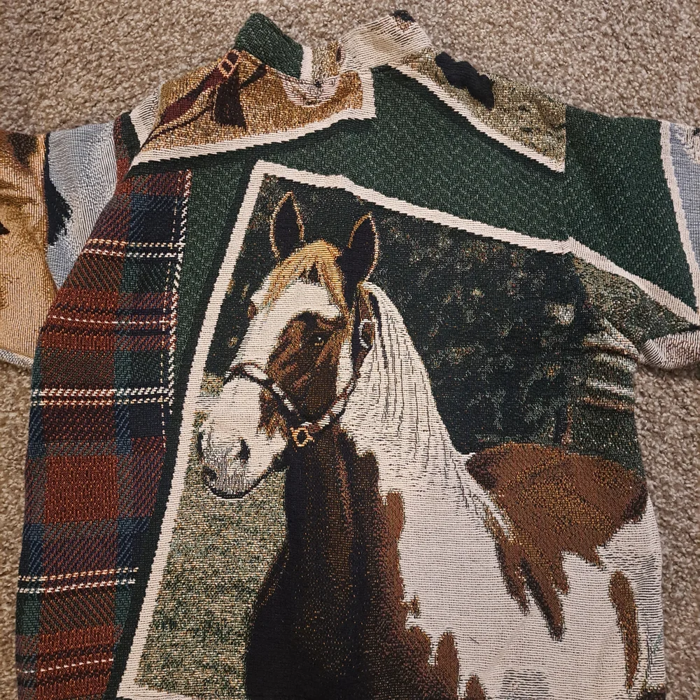 Vintage 90s Sugar Street Weavers Equestrian Tapestry Jacket - Picture 4 of 4